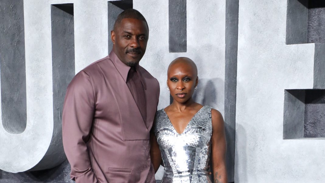 Idris Elba and Cynthia Erivo attend the global premiere of 'Luther: The Fallen Sun' at BFI IMAX Waterloo on March 1, 2023 in London.