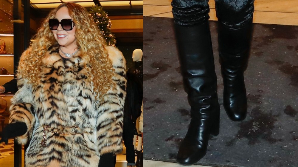 Mariah Carey Continues Her Gucci Streak in Aspen With Leather Mariah Carey is seen leaving the Gucci store on Monday in Aspen, Colorado.