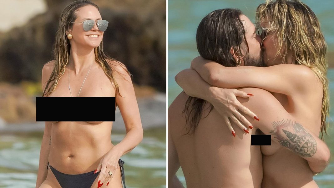 Topless Heidi Klum Packs on PDA With Tom Kaulitz on St. Barts Beach