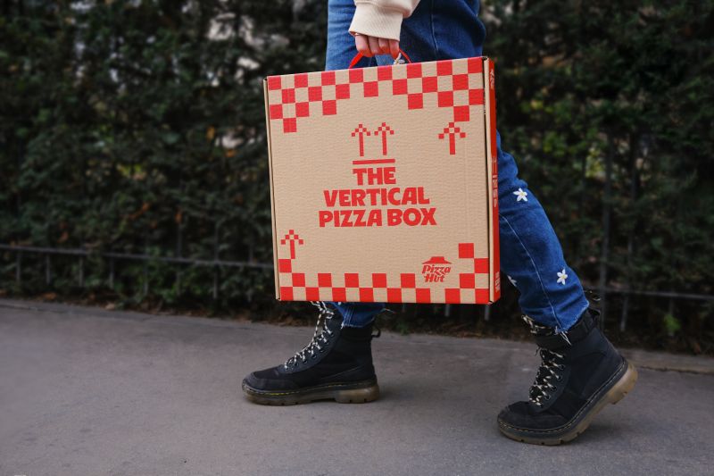 Behold the 'Vertical Pizza Box' by Pizza Hut, spotted on Behold the 'Vertical Pizza Box' by Pizza Hut, spotted on London's streets