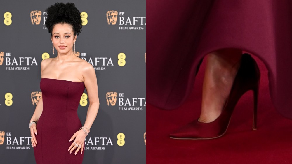 Chase Infiniti Swaps From Louis Vuitton to Miss Z Pumps Chase Infiniti at the 2026 EE BAFTA Film Awards held at The Royal Festival Hall on Sunday in London, England.