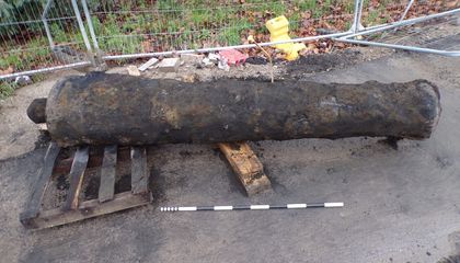Construction Workers Digging in Northern England Stumble Upon a 2,200-Pound Cannon That May Be More Than 300 Years Old