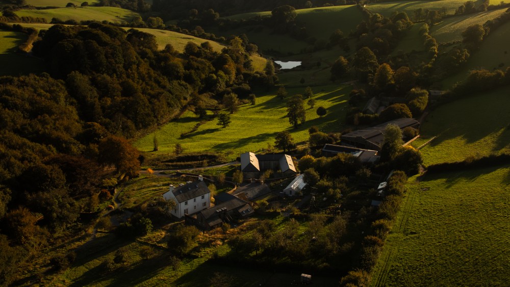 Post Fashion Week Rehab? Try Fowlescombe Farm in Devon, England Aerial view of Fowlescombe Farm