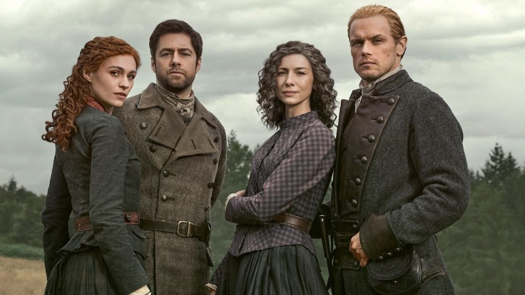 bree, roger, claire, and jamie in outlander season 8