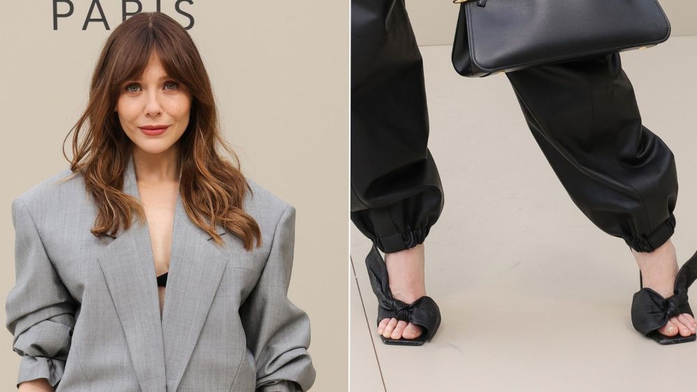 Elizabeth Olsen rewears Givenchy's Boudoir Bow Mules at the label's fall 2026 show in Paris on Friday night.