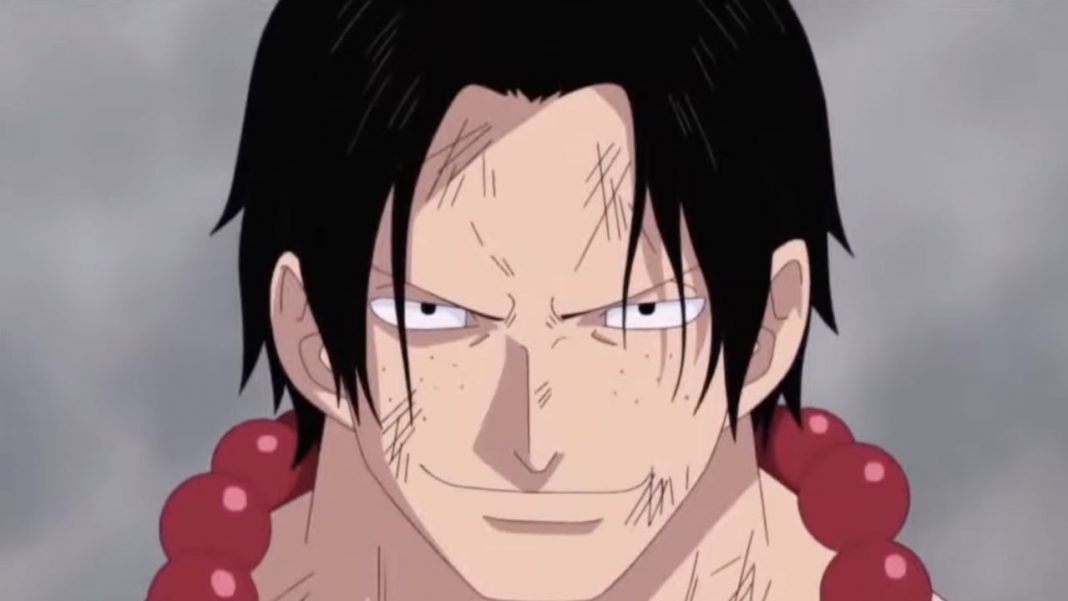 Ace with determined smirk on his face during One Piece's Marineford arc